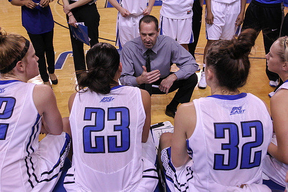 Jim Flanery instructs his 2013-2014 Creighton Bluejays